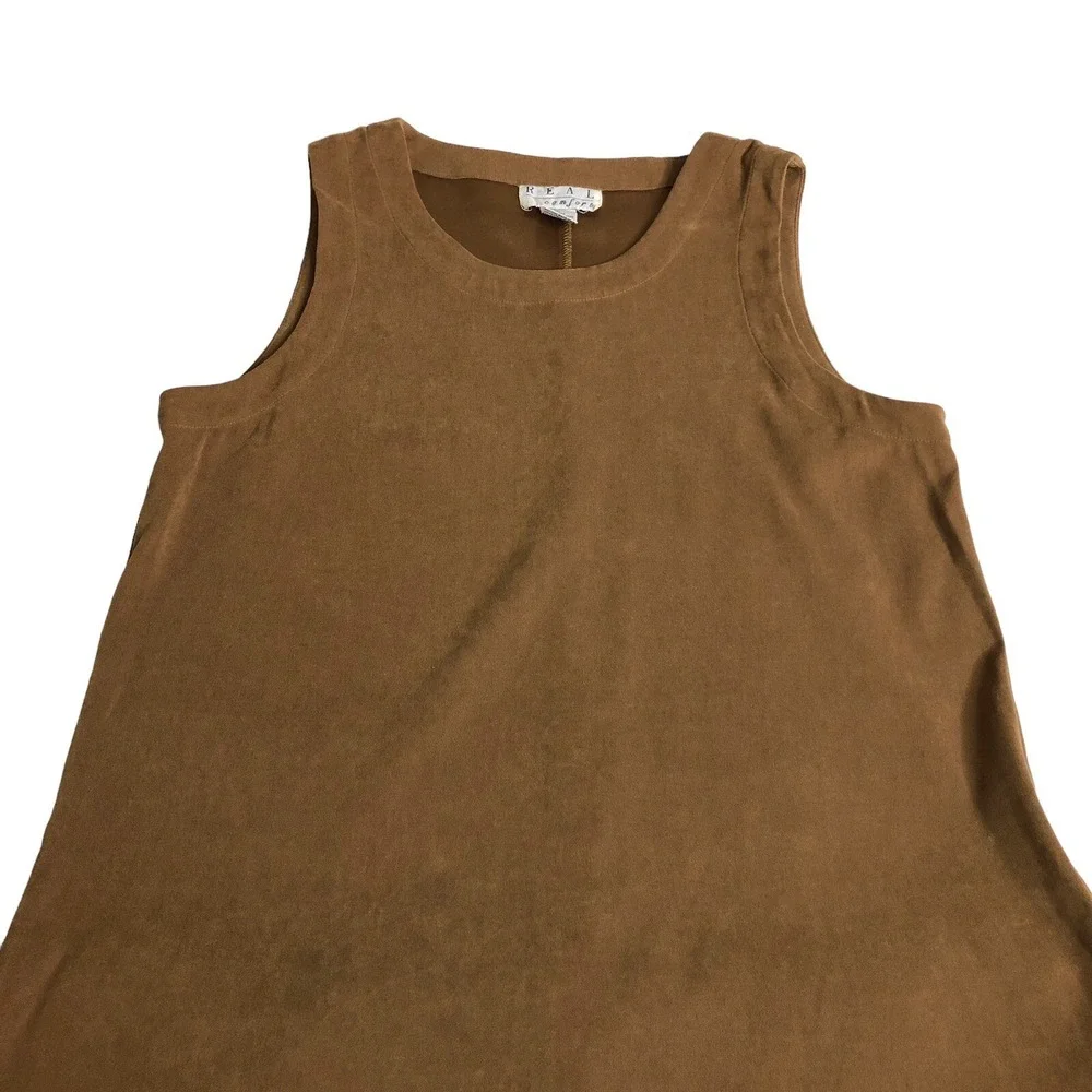 Vintage 90s Y2K Real Comfort Maxi Dress Jumper 8 Brown Sleeveless Tank Lagenlook - Picture 2 of 16